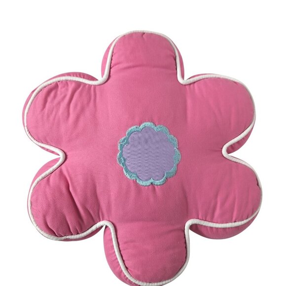 Pink Floral Flower Plush Stuffed Throw Pillow 13.5" - Picture 1 of 2